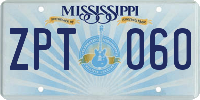 MS license plate ZPT060