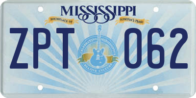 MS license plate ZPT062