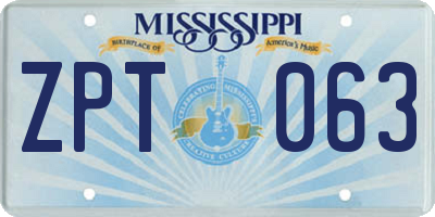 MS license plate ZPT063