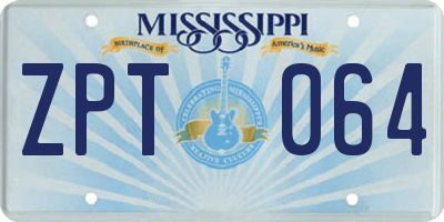 MS license plate ZPT064