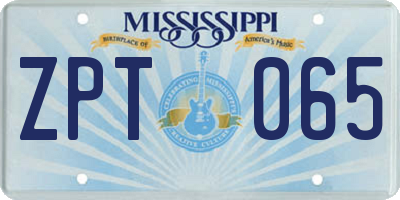 MS license plate ZPT065