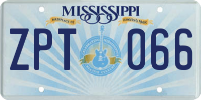 MS license plate ZPT066