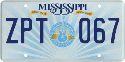 MS license plate ZPT067