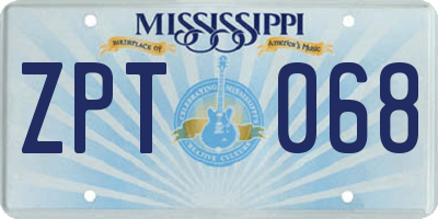 MS license plate ZPT068
