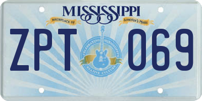 MS license plate ZPT069