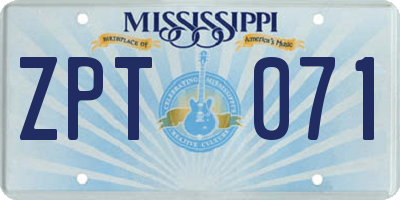 MS license plate ZPT071