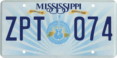 MS license plate ZPT074
