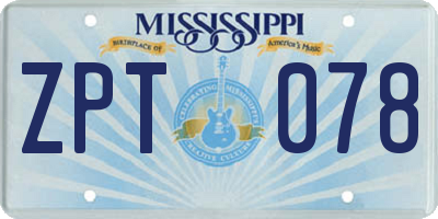 MS license plate ZPT078