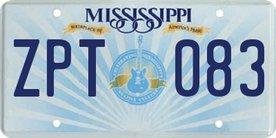 MS license plate ZPT083