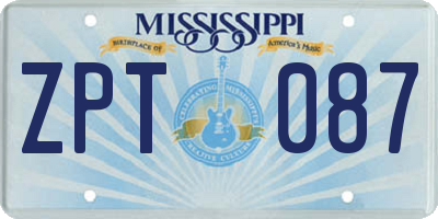MS license plate ZPT087