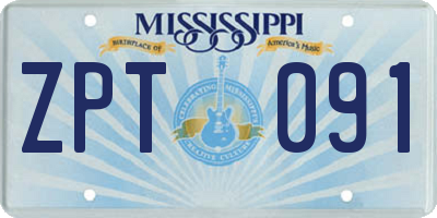 MS license plate ZPT091