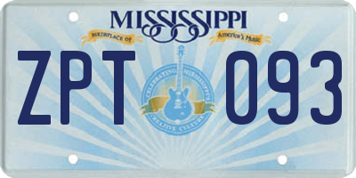 MS license plate ZPT093