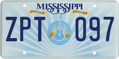 MS license plate ZPT097