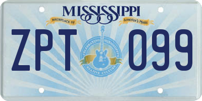 MS license plate ZPT099