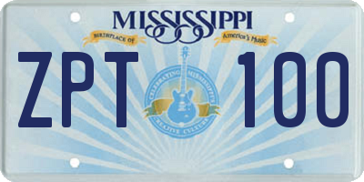 MS license plate ZPT100