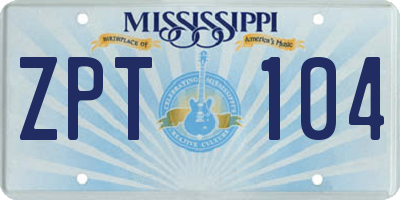 MS license plate ZPT104