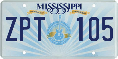 MS license plate ZPT105