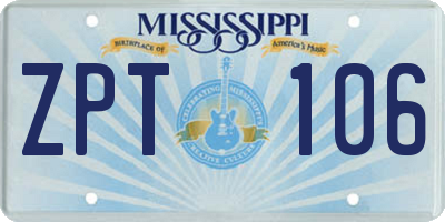MS license plate ZPT106