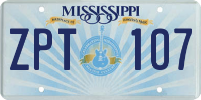 MS license plate ZPT107