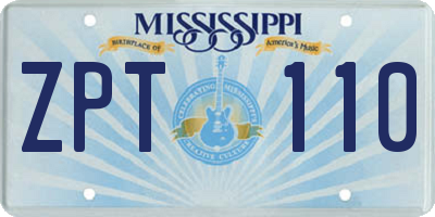 MS license plate ZPT110
