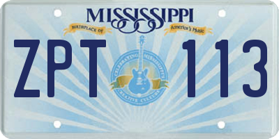 MS license plate ZPT113