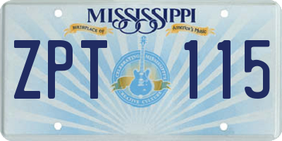 MS license plate ZPT115