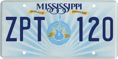 MS license plate ZPT120