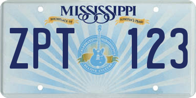 MS license plate ZPT123
