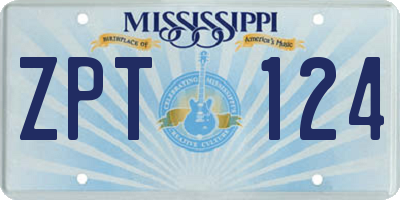 MS license plate ZPT124