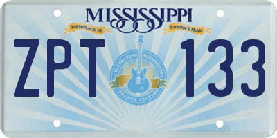 MS license plate ZPT133