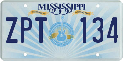 MS license plate ZPT134
