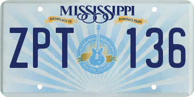 MS license plate ZPT136