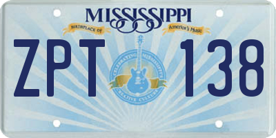 MS license plate ZPT138