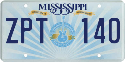 MS license plate ZPT140