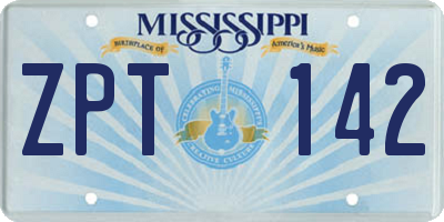 MS license plate ZPT142
