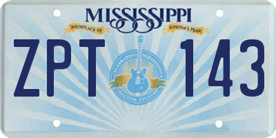 MS license plate ZPT143