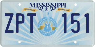 MS license plate ZPT151