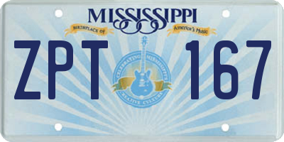 MS license plate ZPT167