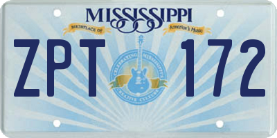 MS license plate ZPT172