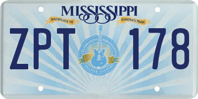 MS license plate ZPT178