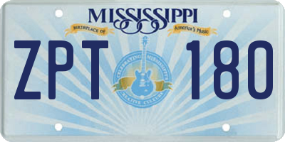 MS license plate ZPT180