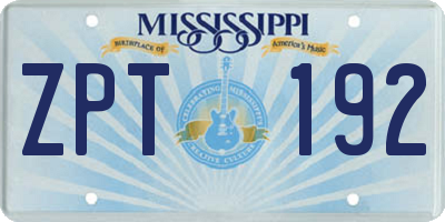 MS license plate ZPT192