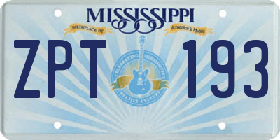MS license plate ZPT193