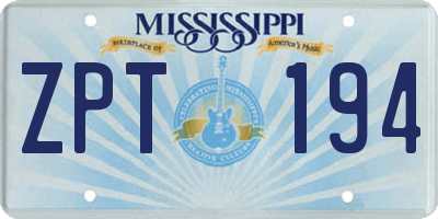 MS license plate ZPT194