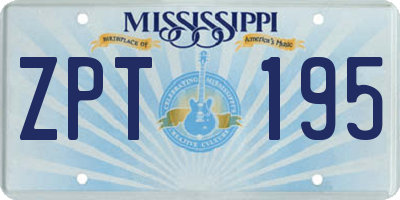 MS license plate ZPT195
