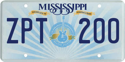 MS license plate ZPT200