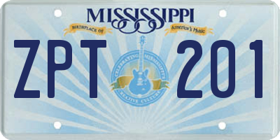 MS license plate ZPT201