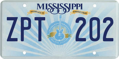 MS license plate ZPT202