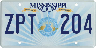 MS license plate ZPT204