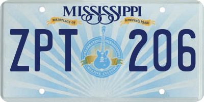 MS license plate ZPT206